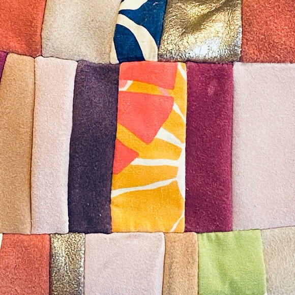 🌟4xHP🌟VTG 1990s Fossil Patchwork Leather & Suede Shoulder Bag - Picture 2 of 15